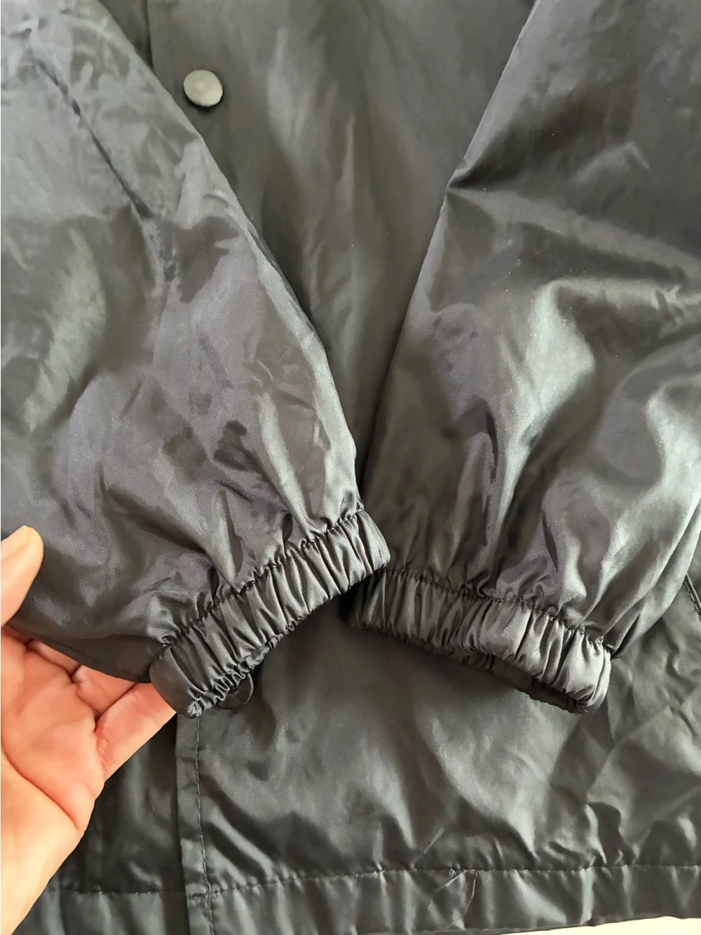 ACTIVE RIDE SHOP L BLACK NYLON WINDBREAKER BUTTON UP JACKET SKATER STYLE#3101